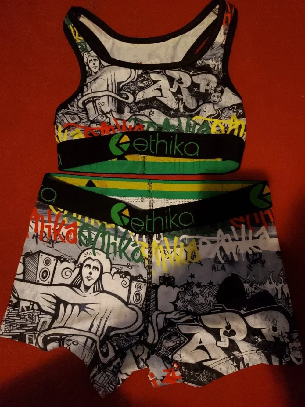 NEW ETHIKA MATCHING SET 139885 BRA AND BOY SHORTS COMBO